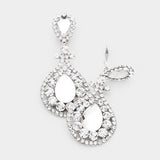 Crystal Pave Teardrop Clip On Earrings