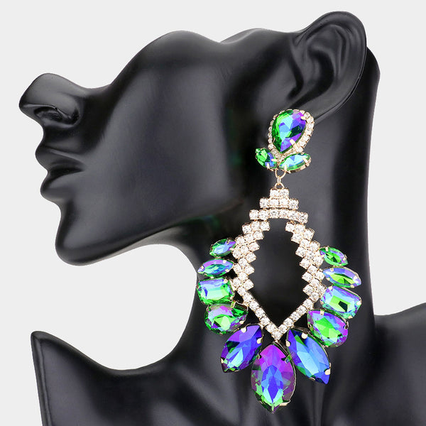 Multi Stone Cluster Statement Earrings