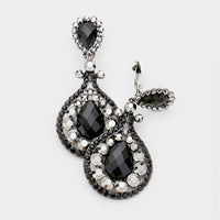 Crystal Pave Teardrop Clip On Earrings