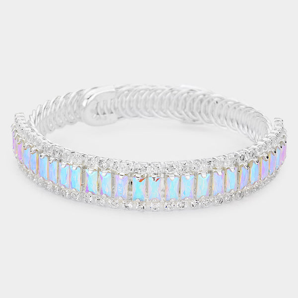 Rectangle Stone Rhinestone Evening Bracelet