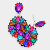 Marquise Stone Teardrop Stone Clip On Earrings