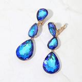 Crystal Glass Teardrop Clip On Earring