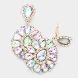 Marquise Stone Teardrop Stone Clip On Earrings