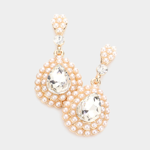 Pearl Glass Teardrop Earrings