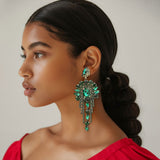 Stone Chandelier Fringe Earrings
