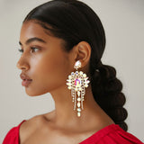 Stone Chandelier Fringe Earrings