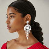 Stone Chandelier Fringe Earrings