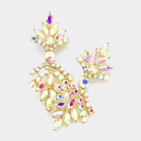 Marquise Round Stone Cluster Earring