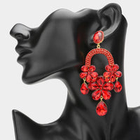 Flower Teardrop Embellished Earrings