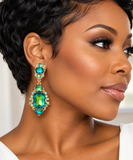 Rectangular Oval Crystal Drop Earrings