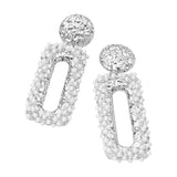 Pearl Embellished Rectangular Statement Earrings
