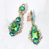 Rectangular Oval Crystal Drop Earrings