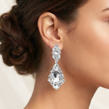 Rectangular Oval Crystal Drop Earrings