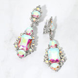 Rectangular Oval Crystal Drop Earrings