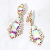 Rectangular Oval Crystal Drop Earrings