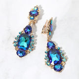 Rectangular Oval Crystal Drop Earrings