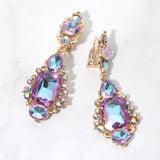 Rectangular Oval Crystal Drop Earrings