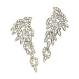 Rhinestone Pave Leaf Drop Earrings