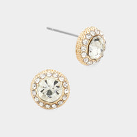 Round Stone Stud Earrings