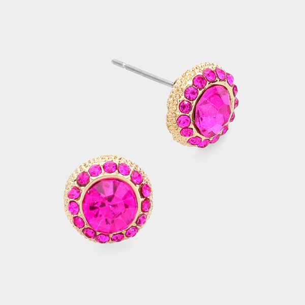 Round Stone Stud Earrings