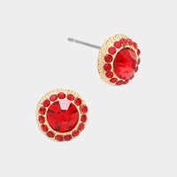 Round Stone Stud Earrings