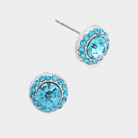 Round Stone Stud Earrings