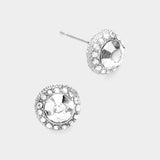 Round Stone Stud Earrings