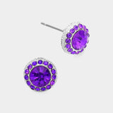 Round Stone Stud Earrings