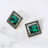 Square Gemstone Stud Earrings