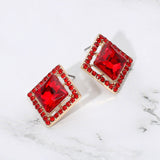 Square Gemstone Stud Earrings