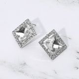 Square Gemstone Stud Earrings
