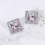 Square Gemstone Stud Earrings