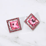 Square Gemstone Stud Earrings
