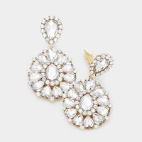 Crystal Cluster Teardrop Clip On Earrings