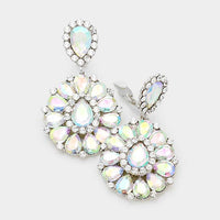 Crystal Cluster Teardrop Clip On Earrings