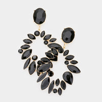 Stone Cluster Oval Earrings